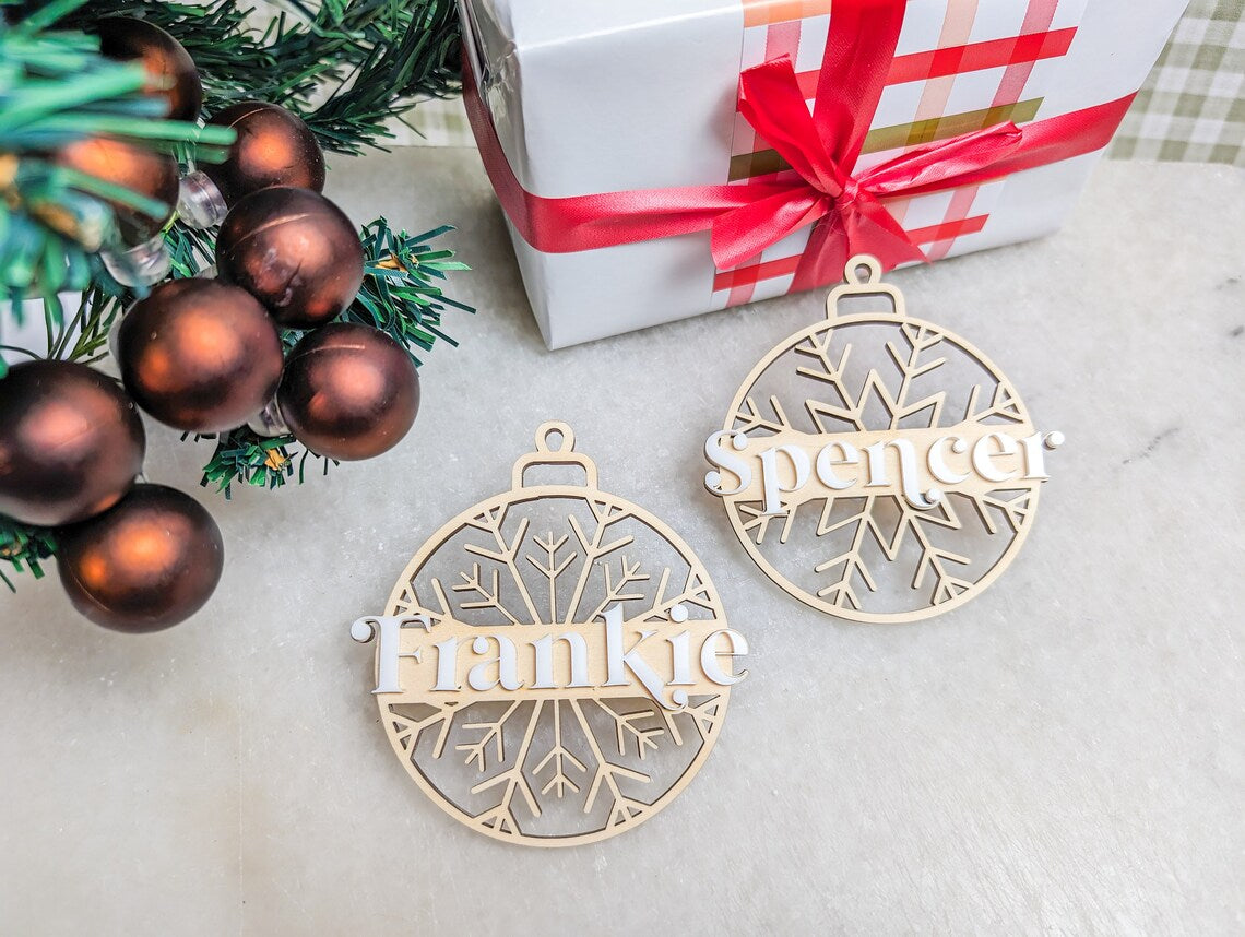 Snowflake Ornament with Acrylic Name